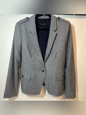 Banana Republic Gray Women's Single-Button Military-Detail Blazer